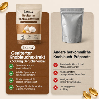 Extrakt aus gereiftem Knoblauch 7500 mg – geruchlose Kapseln
