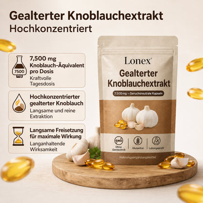 Extrakt aus gereiftem Knoblauch 7500 mg – geruchlose Kapseln