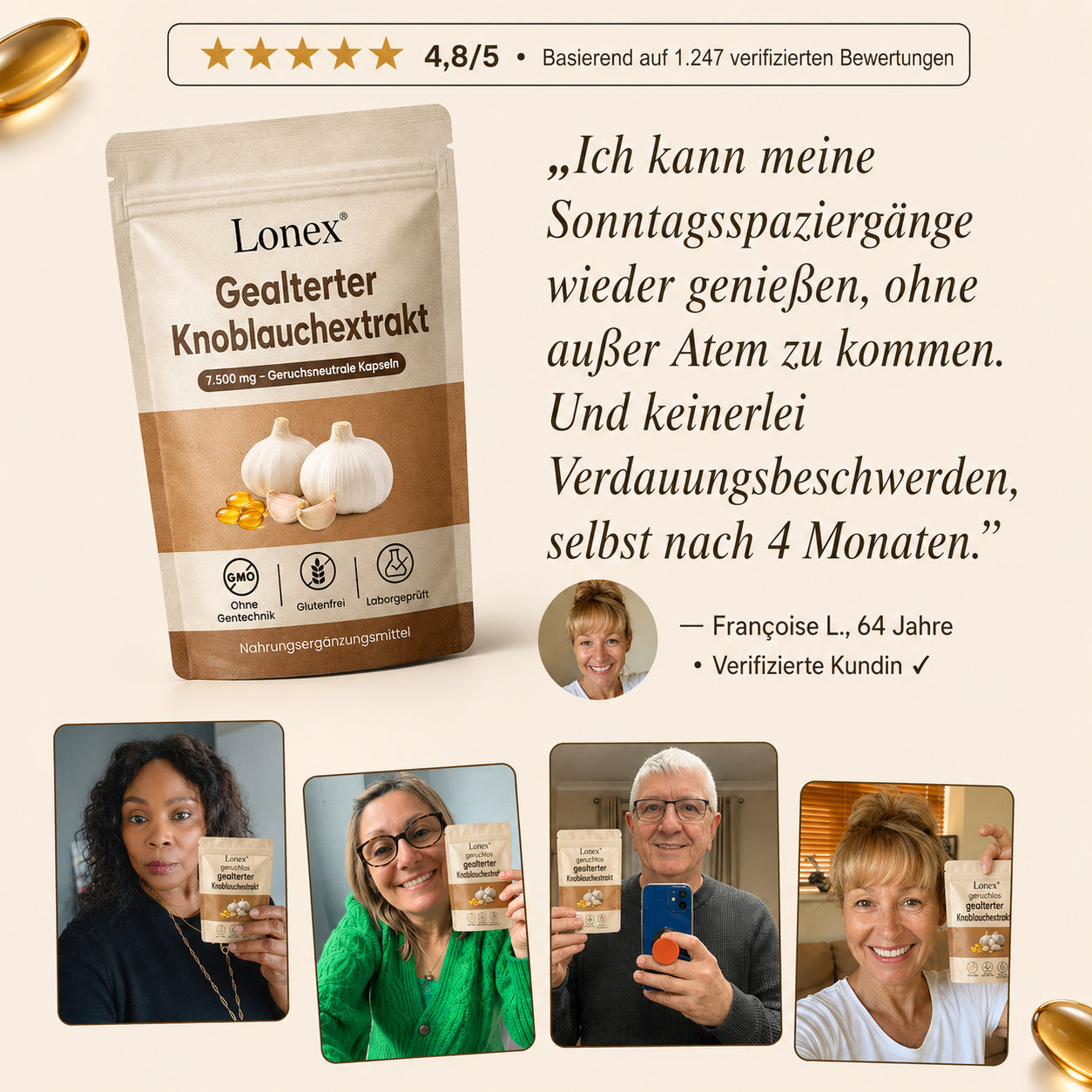 Extrakt aus gereiftem Knoblauch 7500 mg – geruchlose Kapseln